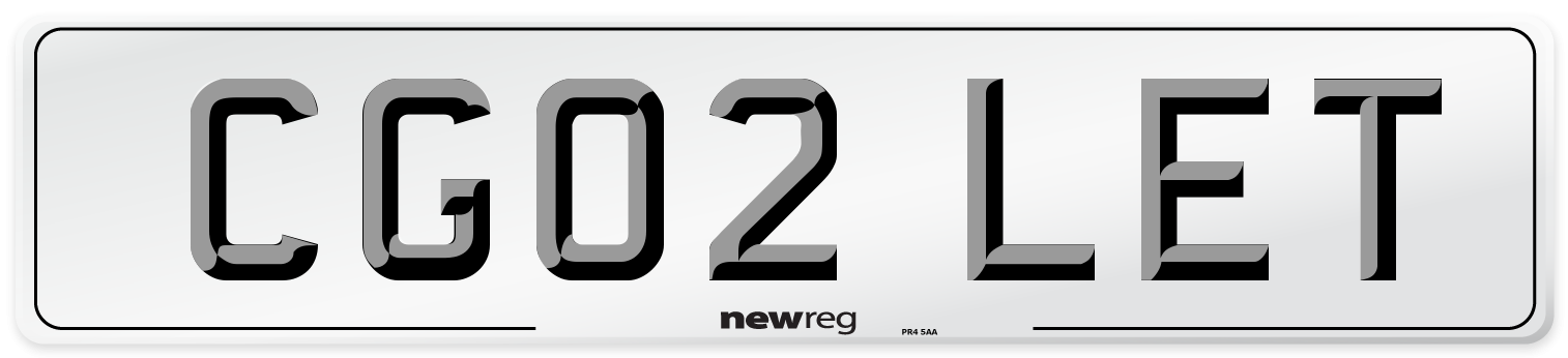 CG02 LET Number Plate from New Reg